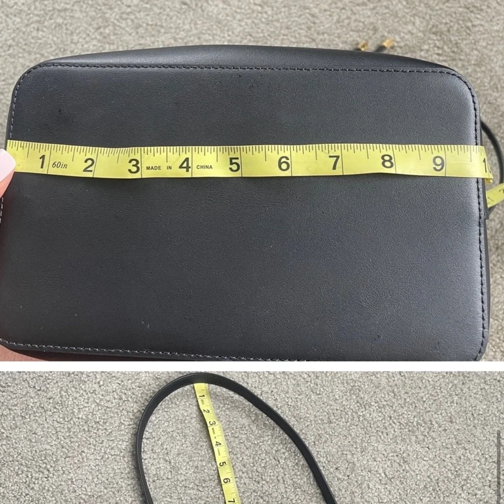 Black and Red Leather Shoulder Bag with Adjustable Strap - Picture 6 of 9